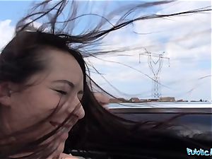 PublicAgent hot black haired Russian drilled on a car